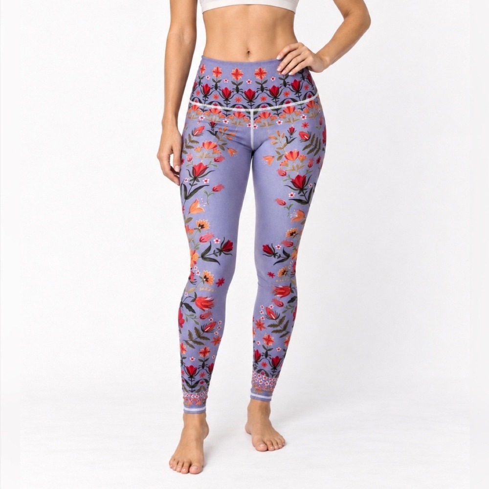 Yoga Democracy Lavender Love Eco-Friendly Womens Leggings S Full Length Pilates